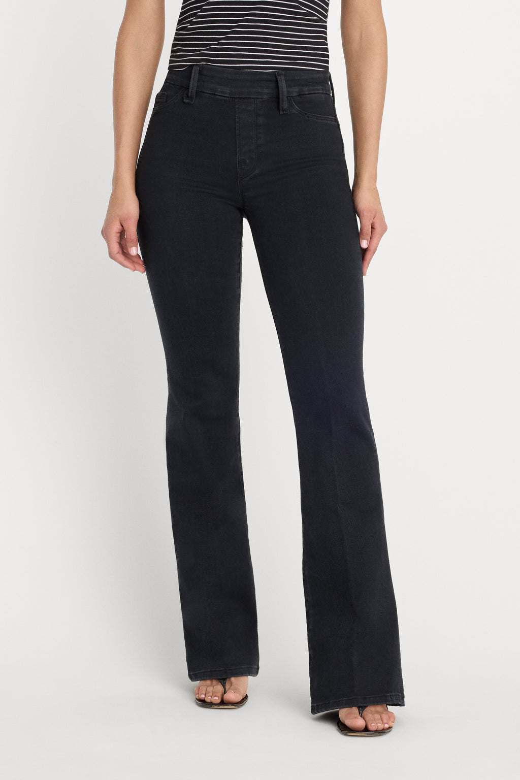 Luxury POWER STRETCH PULL-ON FLARE JEANS BLACK001
