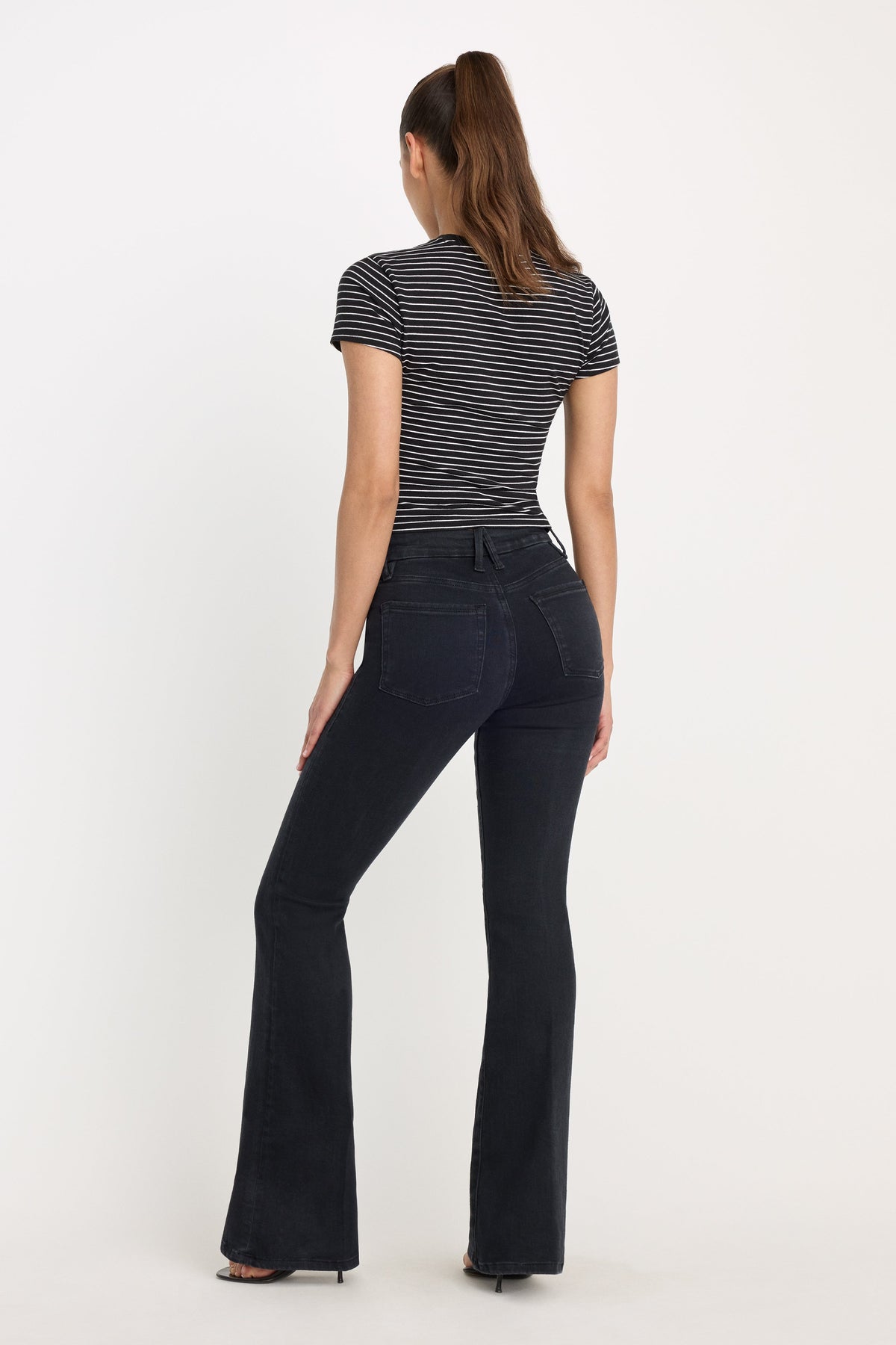 Luxury POWER STRETCH PULL-ON FLARE JEANS BLACK001