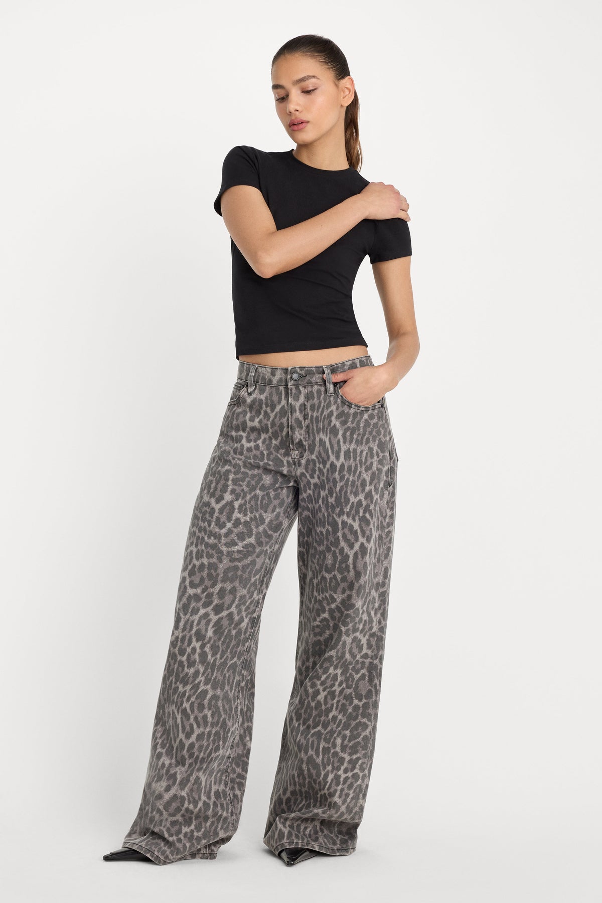 Luxury GOOD EASE LEOPARD JEANS GREY LUCKY LEOPARD