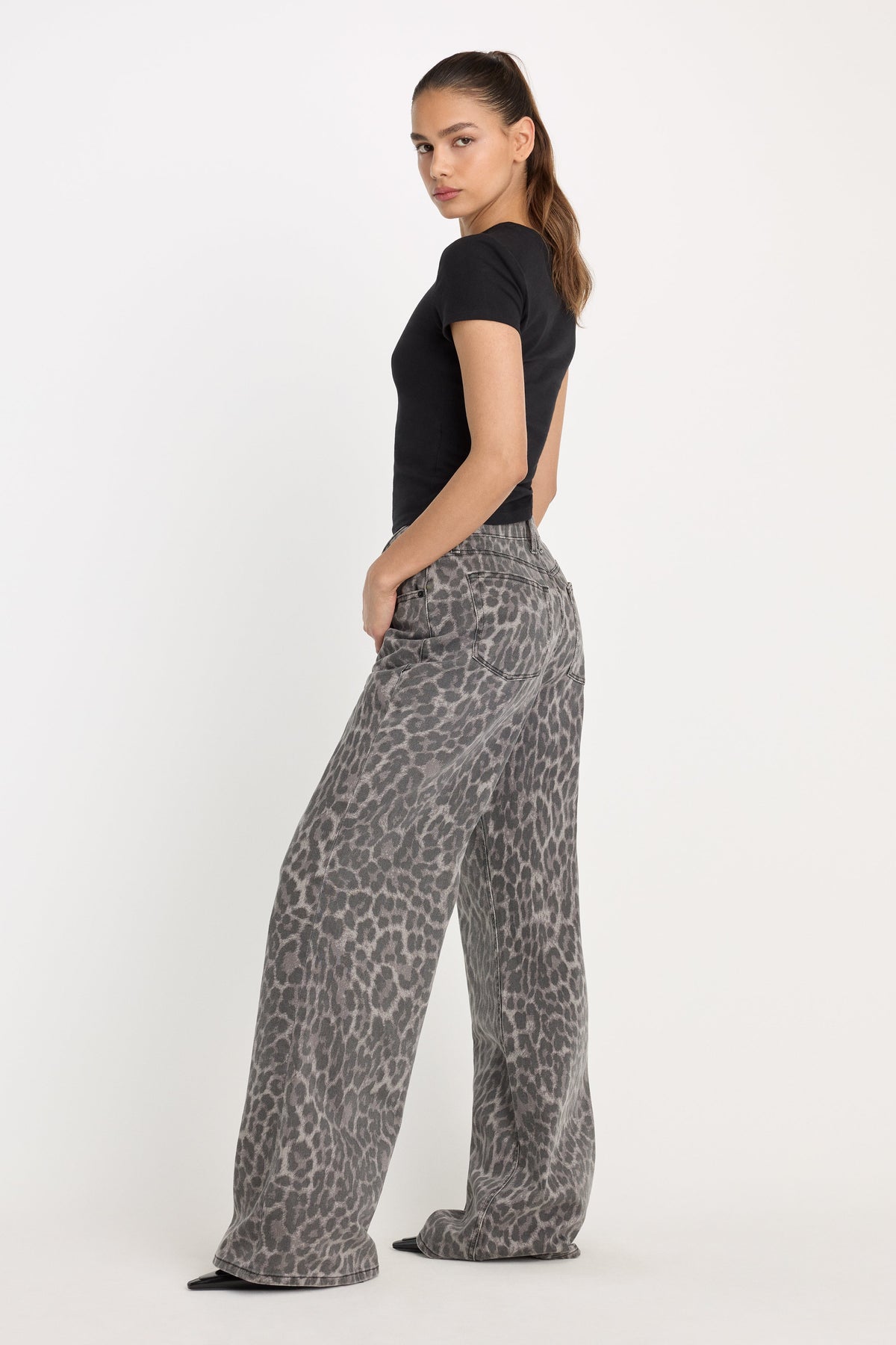 Luxury GOOD EASE LEOPARD JEANS GREY LUCKY LEOPARD