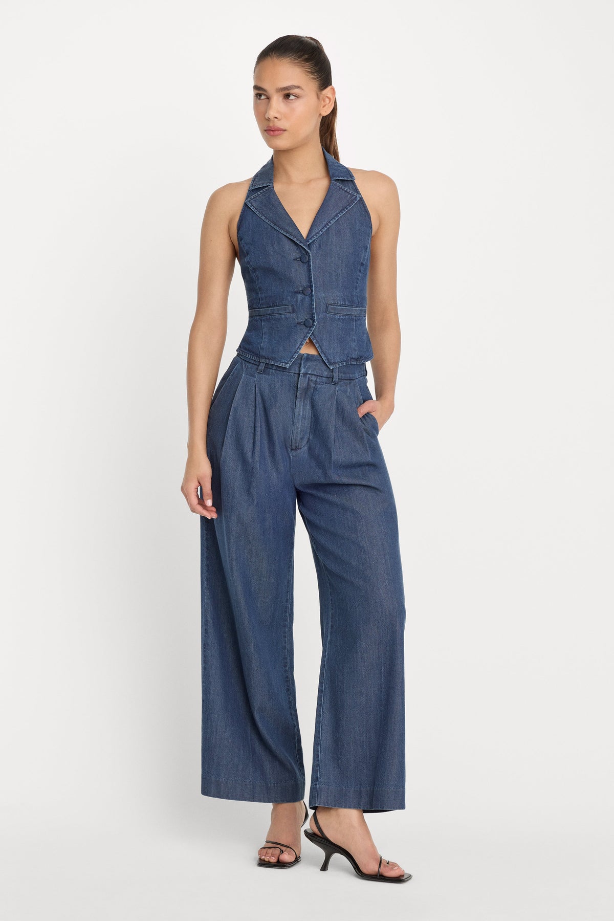 Luxury HALTER VEST INDIGO1187