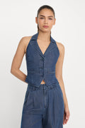 Luxury HALTER VEST INDIGO1187