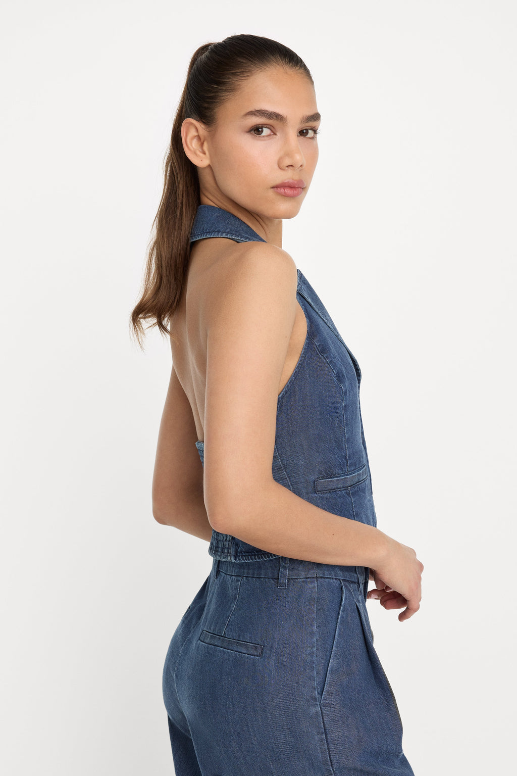 Luxury HALTER VEST INDIGO1187