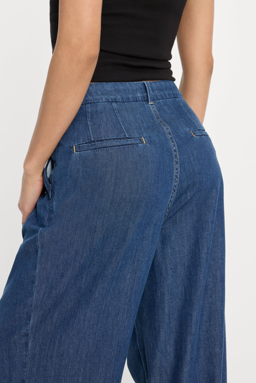 Luxury PLEATED HIGH WAISTED WIDE LEG TROUSER INDIGO1187