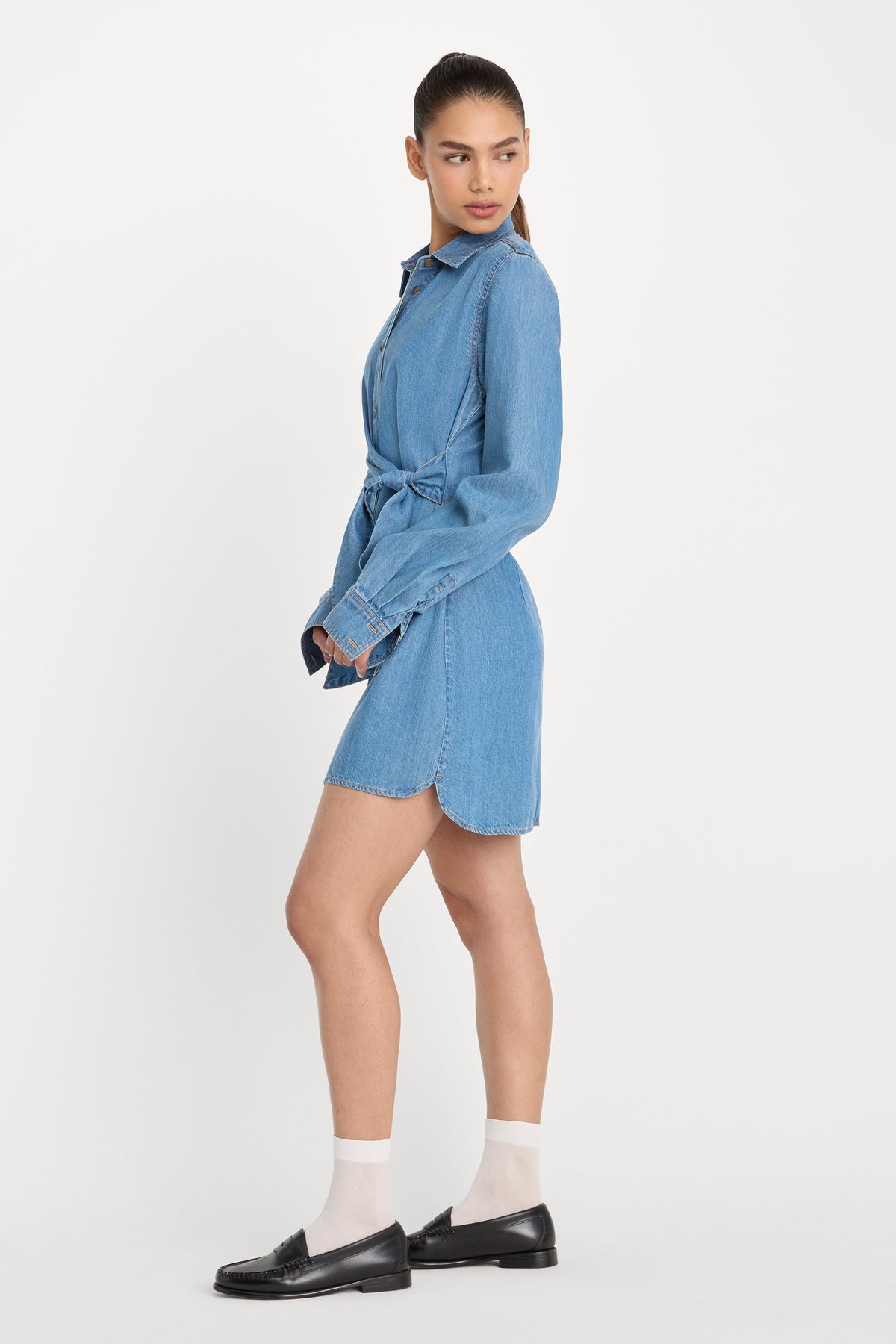 Luxury DENIM WRAP SHIRT DRESS INDIGO266