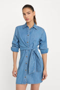 Luxury DENIM WRAP SHIRT DRESS INDIGO266
