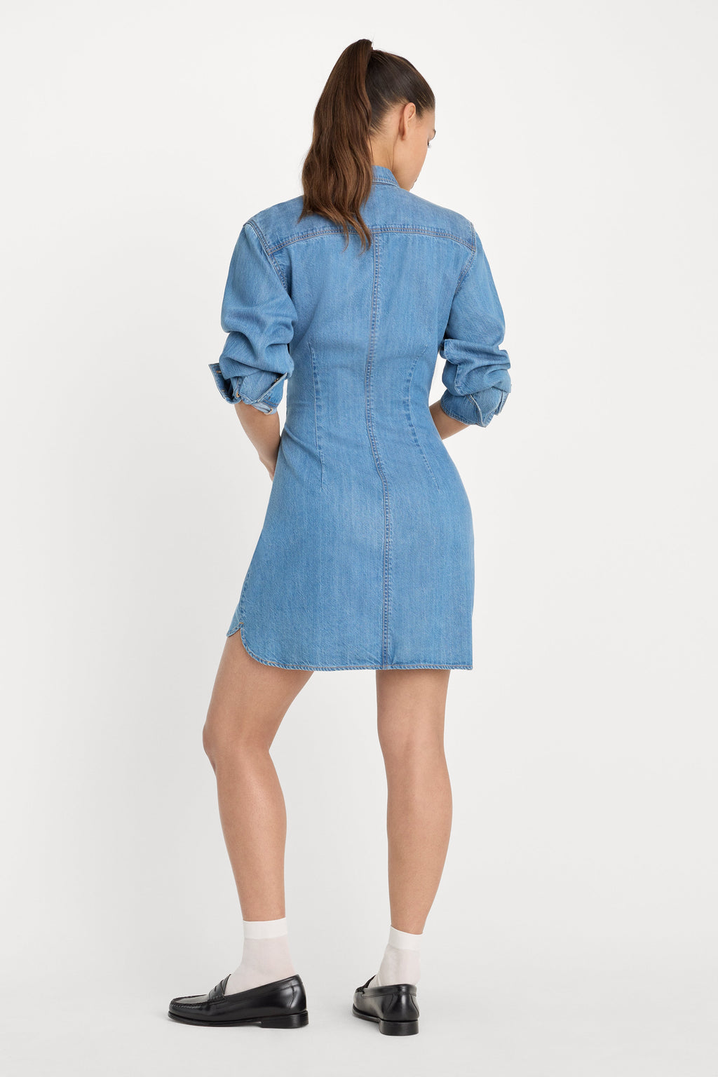 Luxury DENIM WRAP SHIRT DRESS INDIGO266