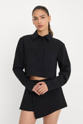 Luxury LUXE SUITING CROPPED JACKET BLACK001