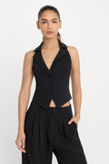 Luxury LUXE SUITING HALTER VEST BLACK001