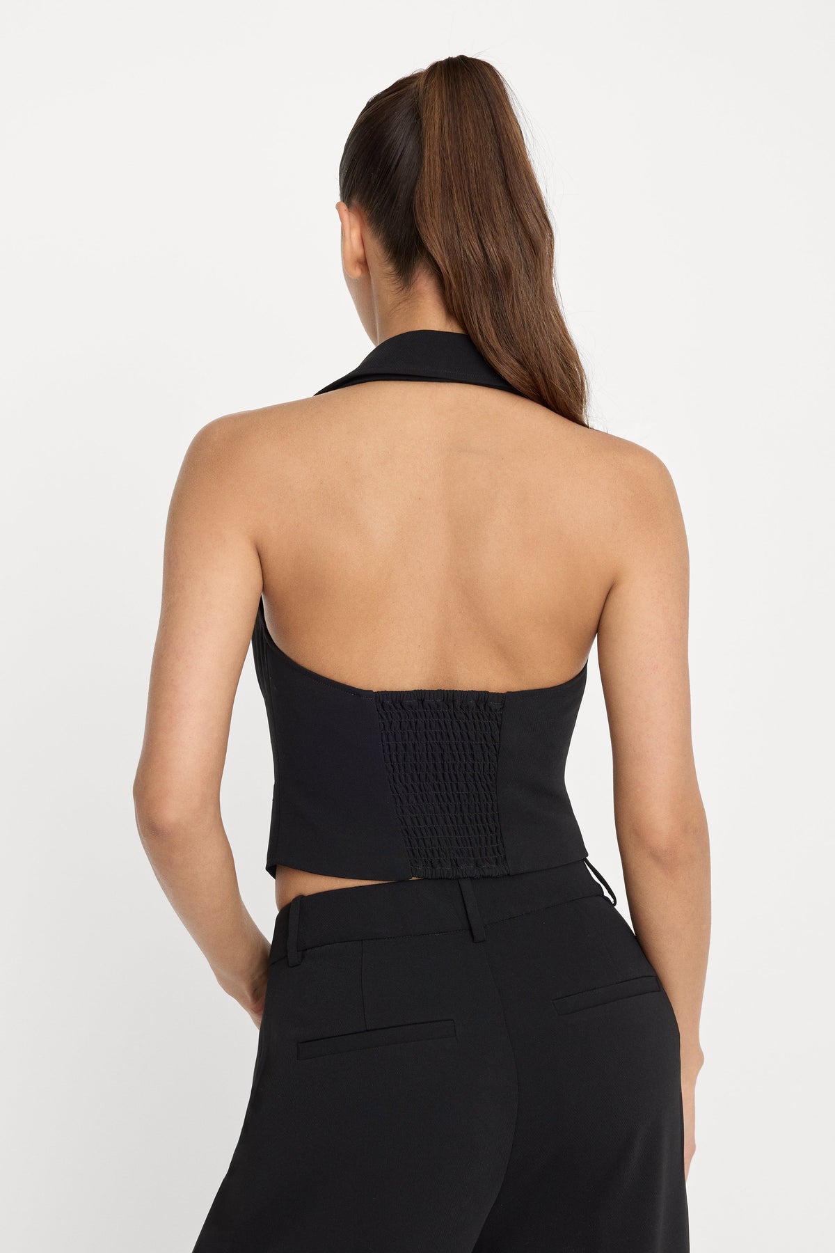 Luxury LUXE SUITING HALTER VEST BLACK001