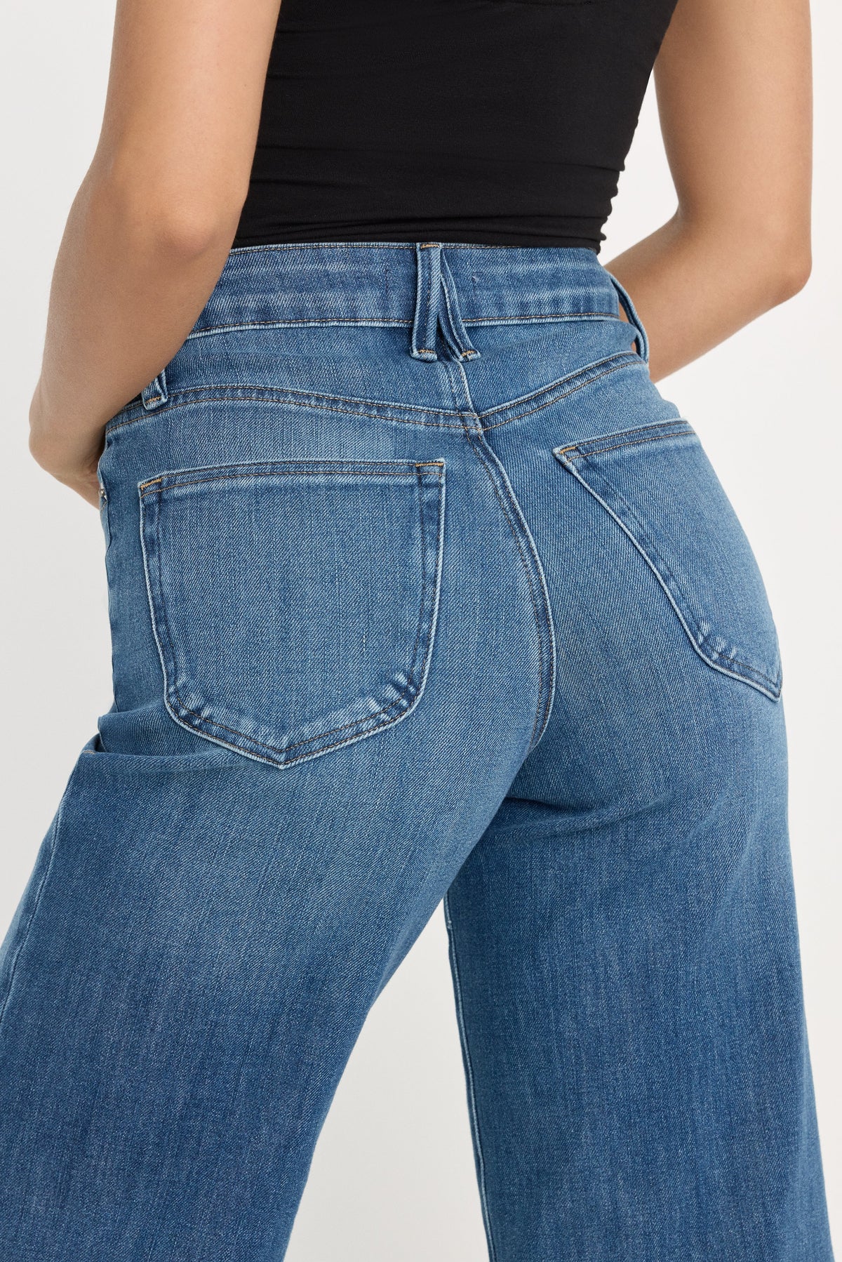 Luxury SOFT TECH GOOD WAIST PALAZZO CROPPED JEANS INDIGO1213