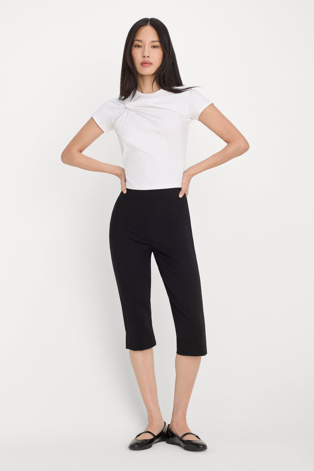 Luxury SUPER STRETCH TWIST TEE WHITE001
