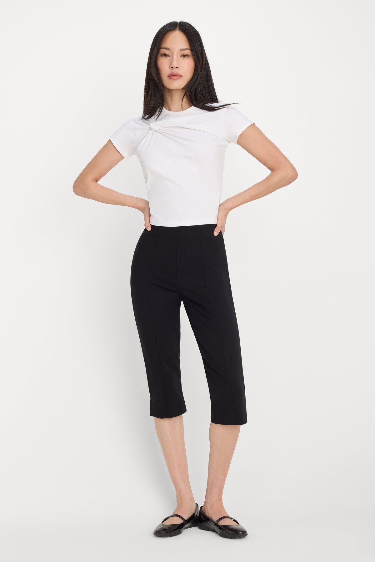 Luxury SUPER STRETCH TWIST TEE WHITE001