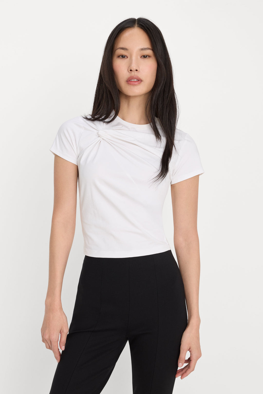Luxury SUPER STRETCH TWIST TEE WHITE001
