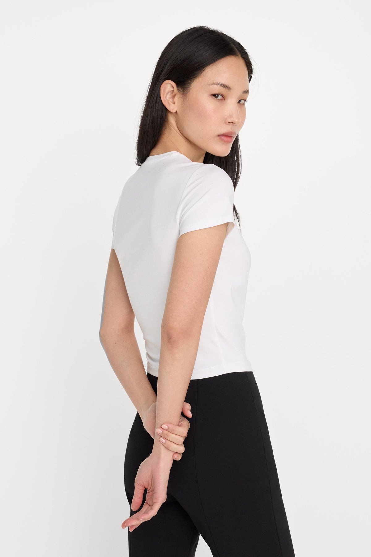 Luxury SUPER STRETCH TWIST TEE WHITE001