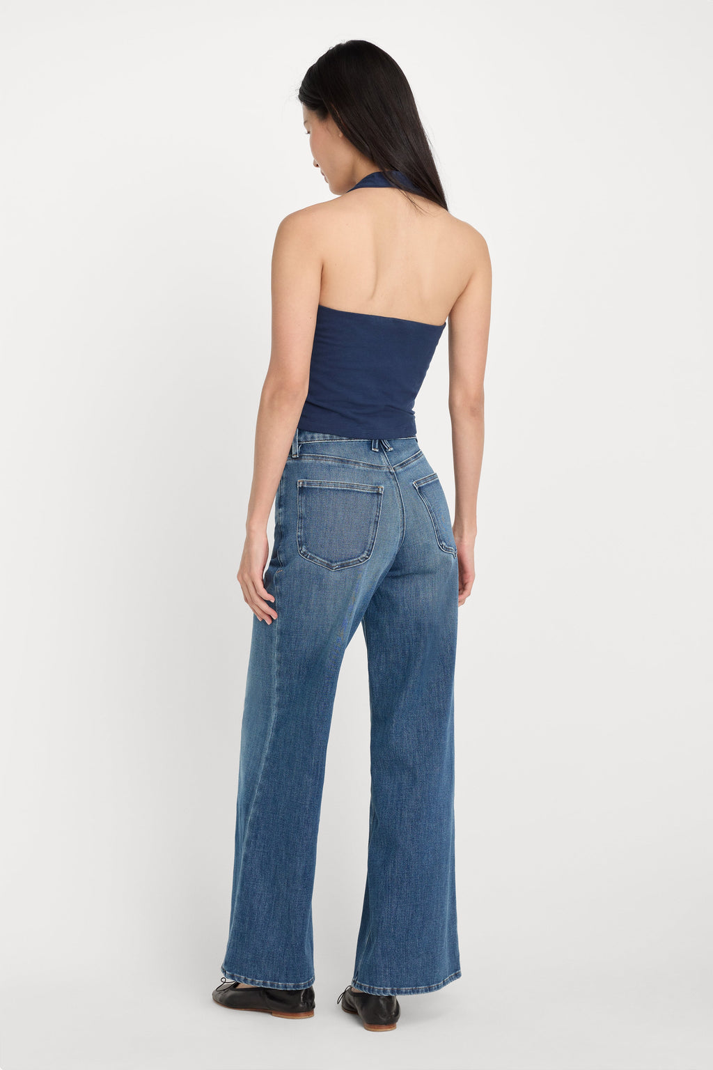Luxury SOFT TECH GOOD WAIST PALAZZO ANKLE JEANS INDIGO1281