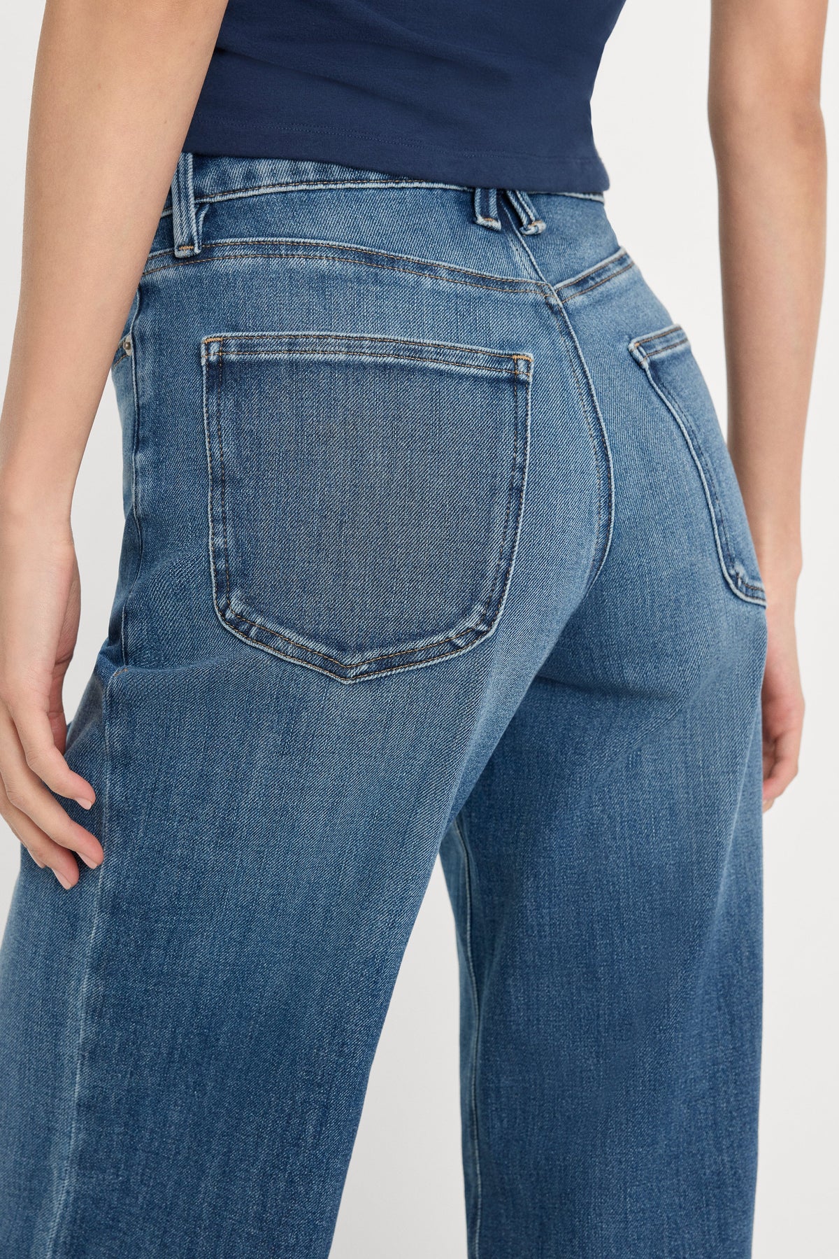 Luxury SOFT TECH GOOD WAIST PALAZZO ANKLE JEANS INDIGO1281