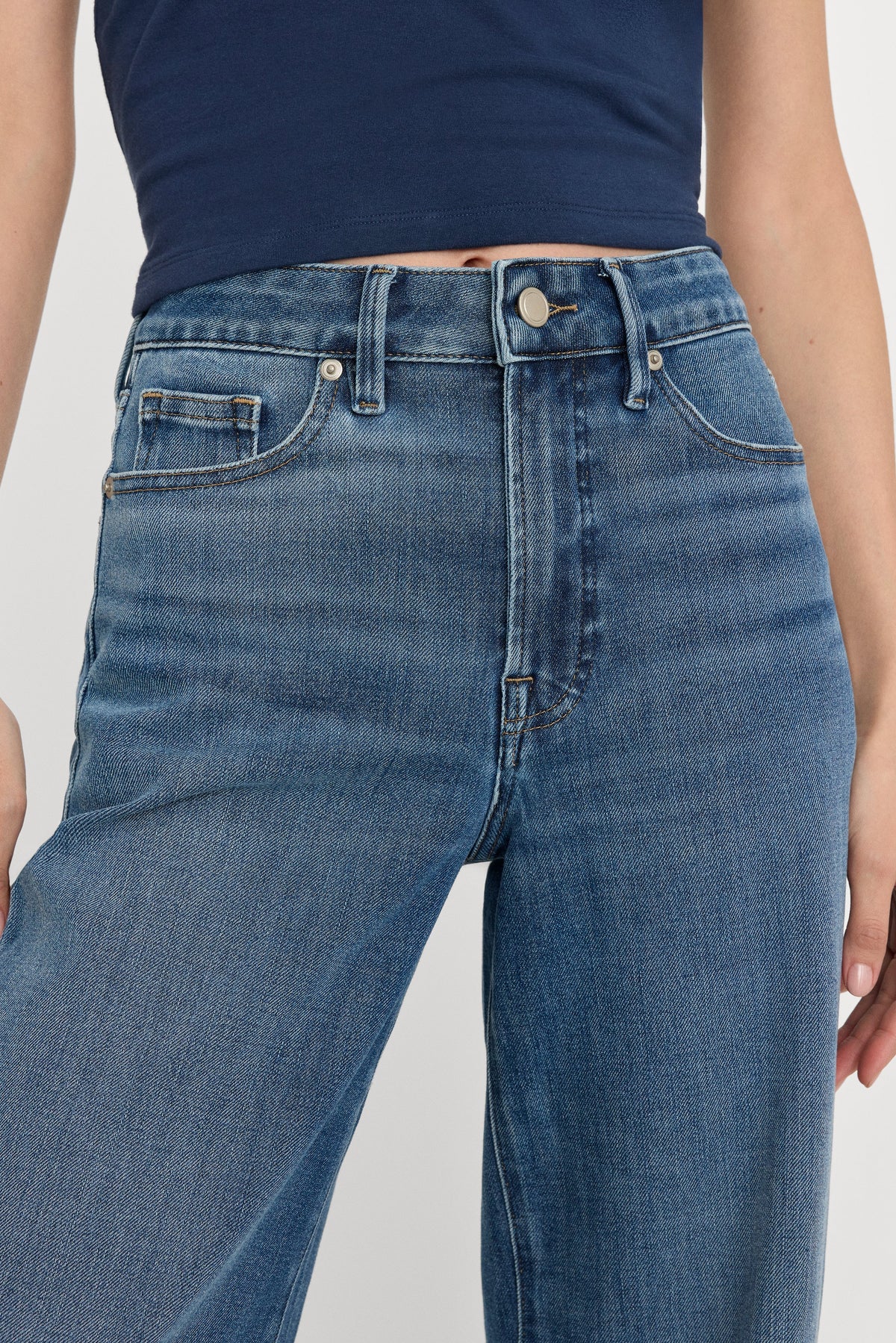 Luxury SOFT TECH GOOD WAIST PALAZZO ANKLE JEANS INDIGO1281
