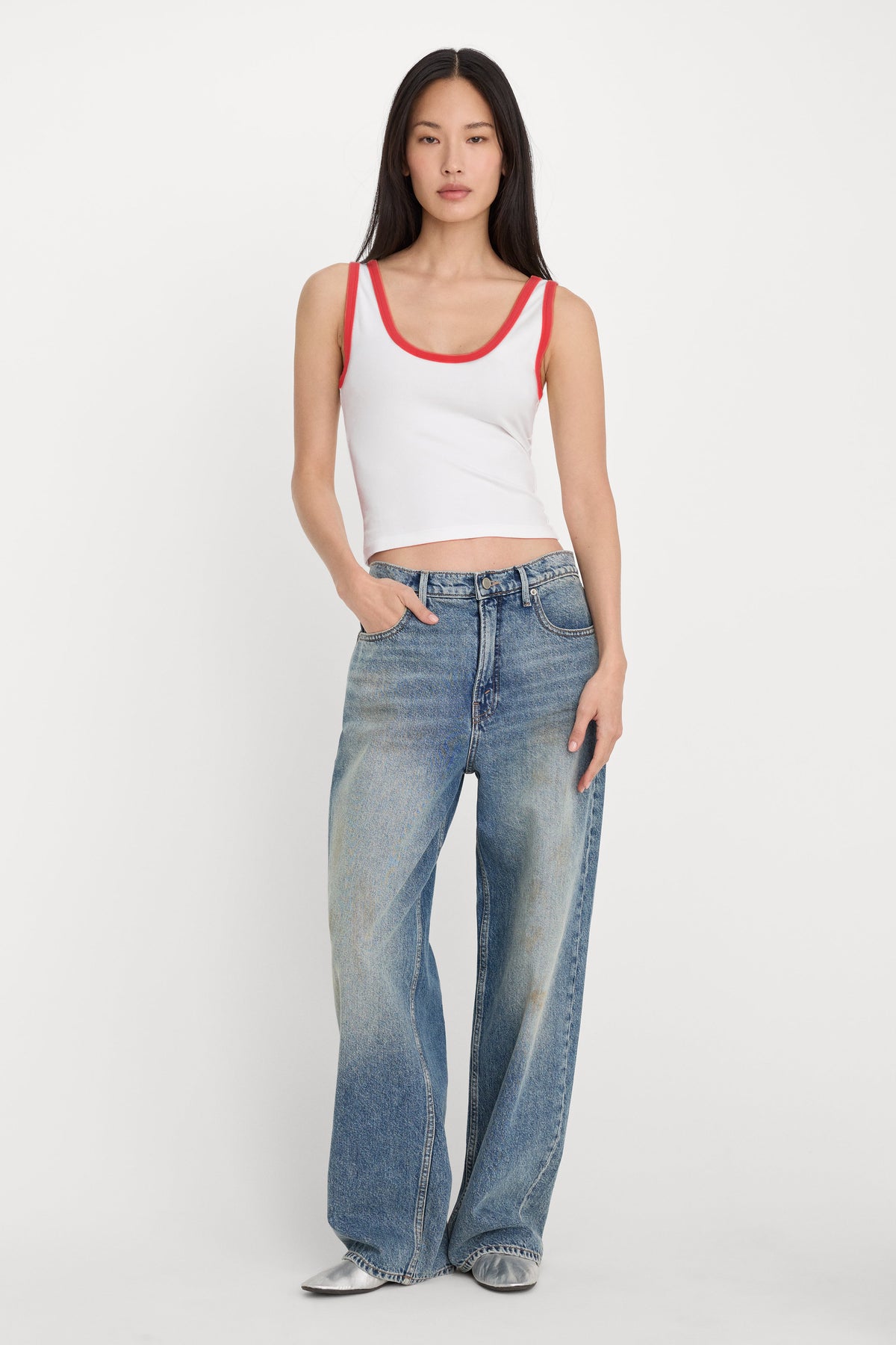 Luxury SUPER STRETCH RINGER TANK FLAMING HOT