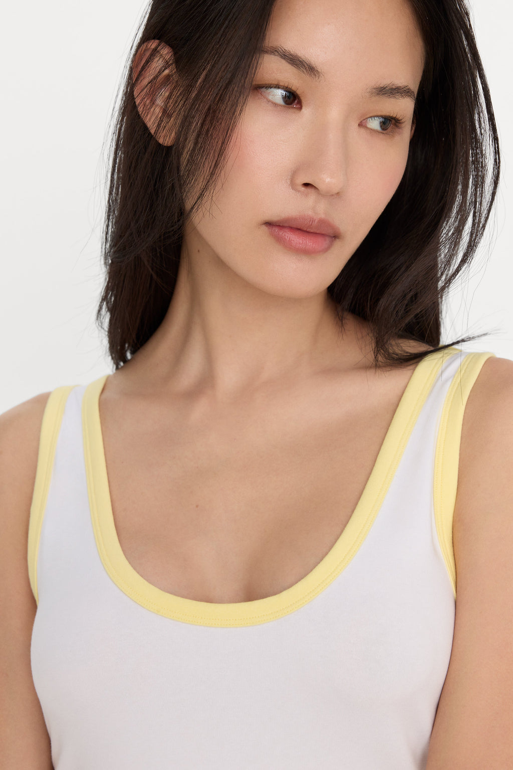 Luxury SUPER STRETCH RINGER TANK WHITE001