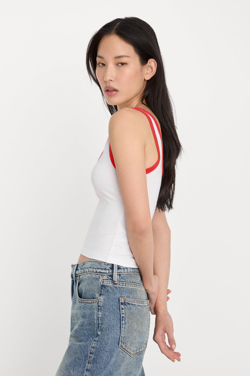Luxury SUPER STRETCH RINGER TANK FLAMING HOT