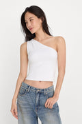 Luxury SUPER STRETCH ONE SHOULDER TANK WHITE001