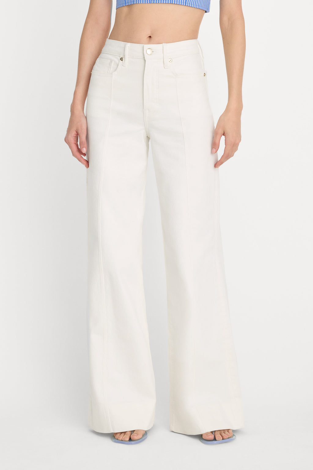 Luxury GOOD WAIST PALAZZO JEANS COTTON WHITE