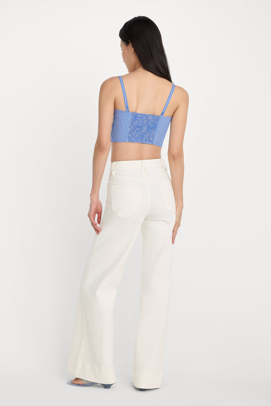 Luxury GOOD WAIST PALAZZO JEANS COTTON WHITE