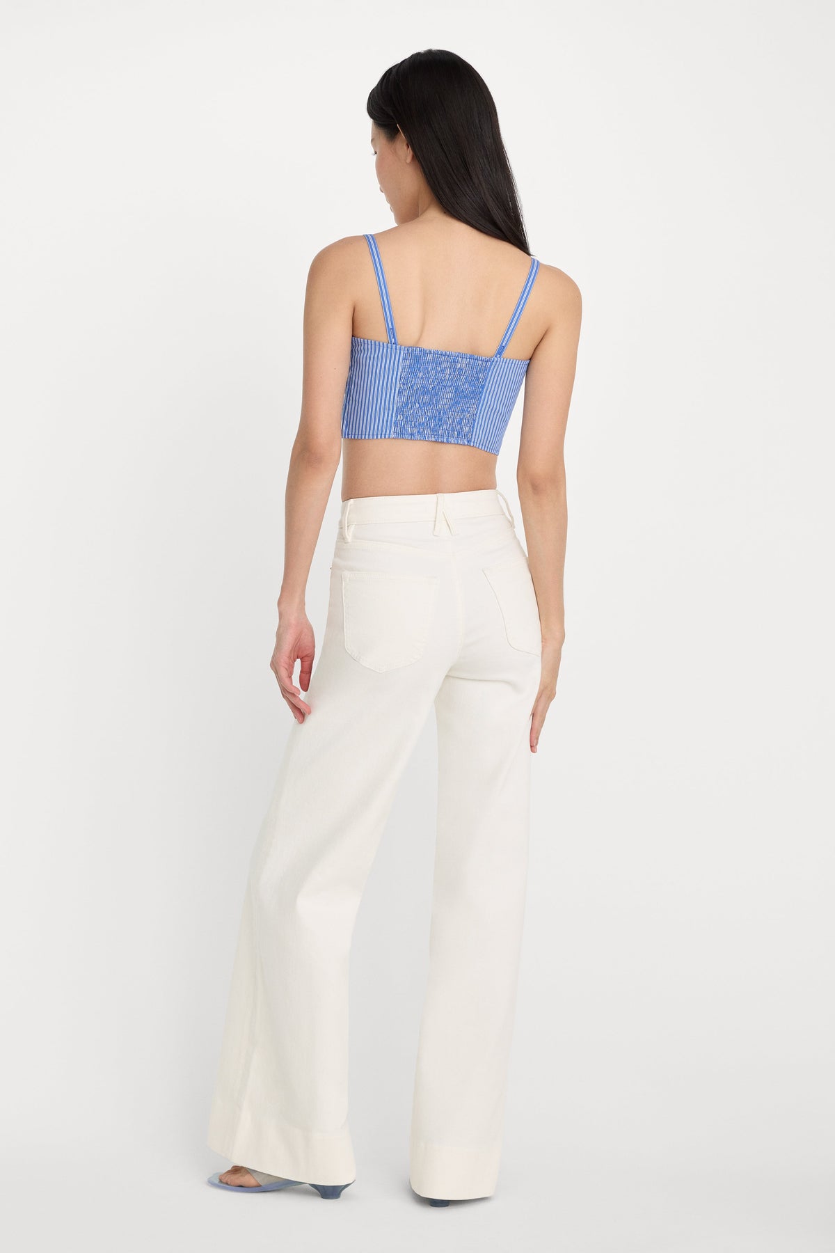 Luxury GOOD WAIST PALAZZO JEANS COTTON WHITE