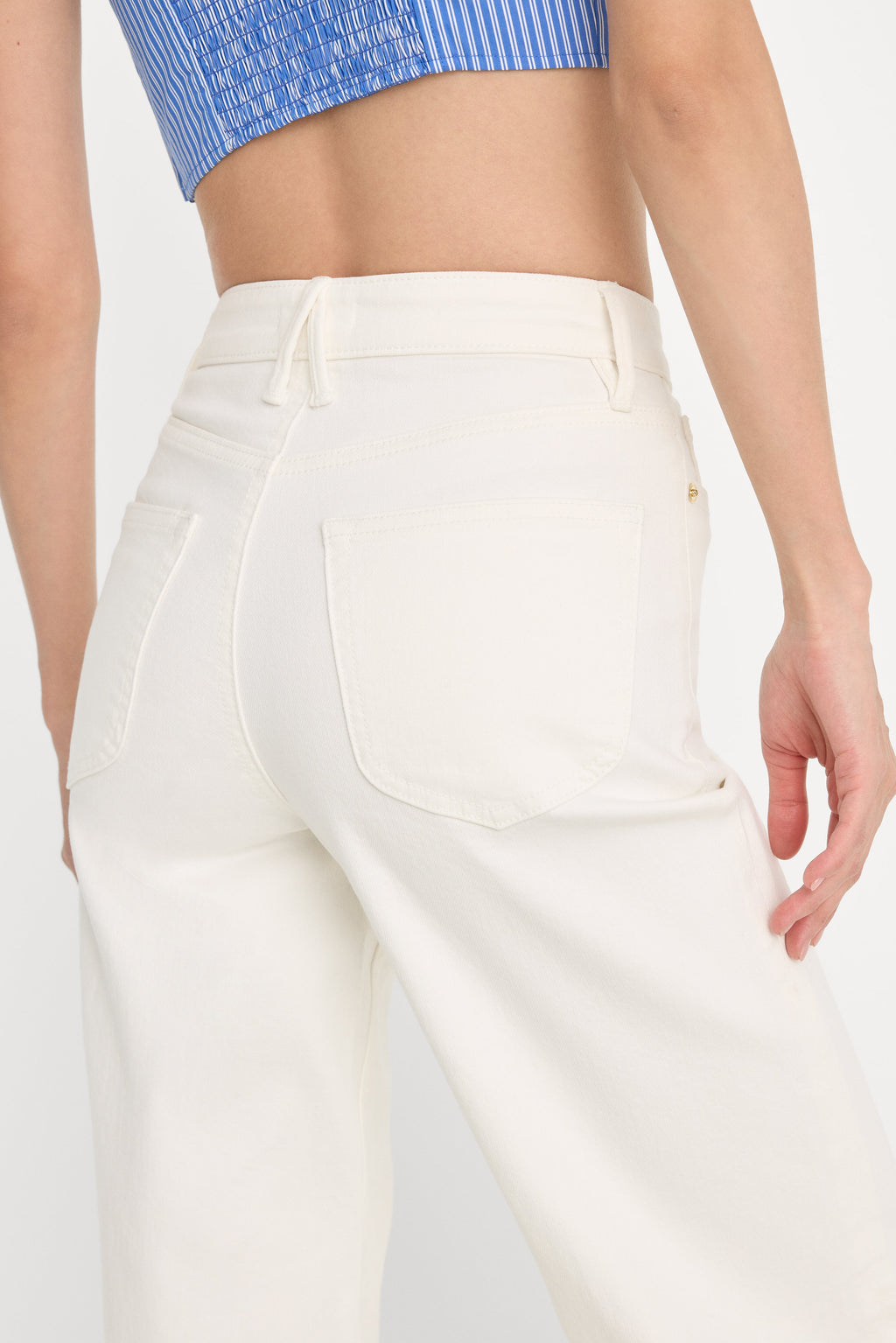 Luxury GOOD WAIST PALAZZO JEANS COTTON WHITE