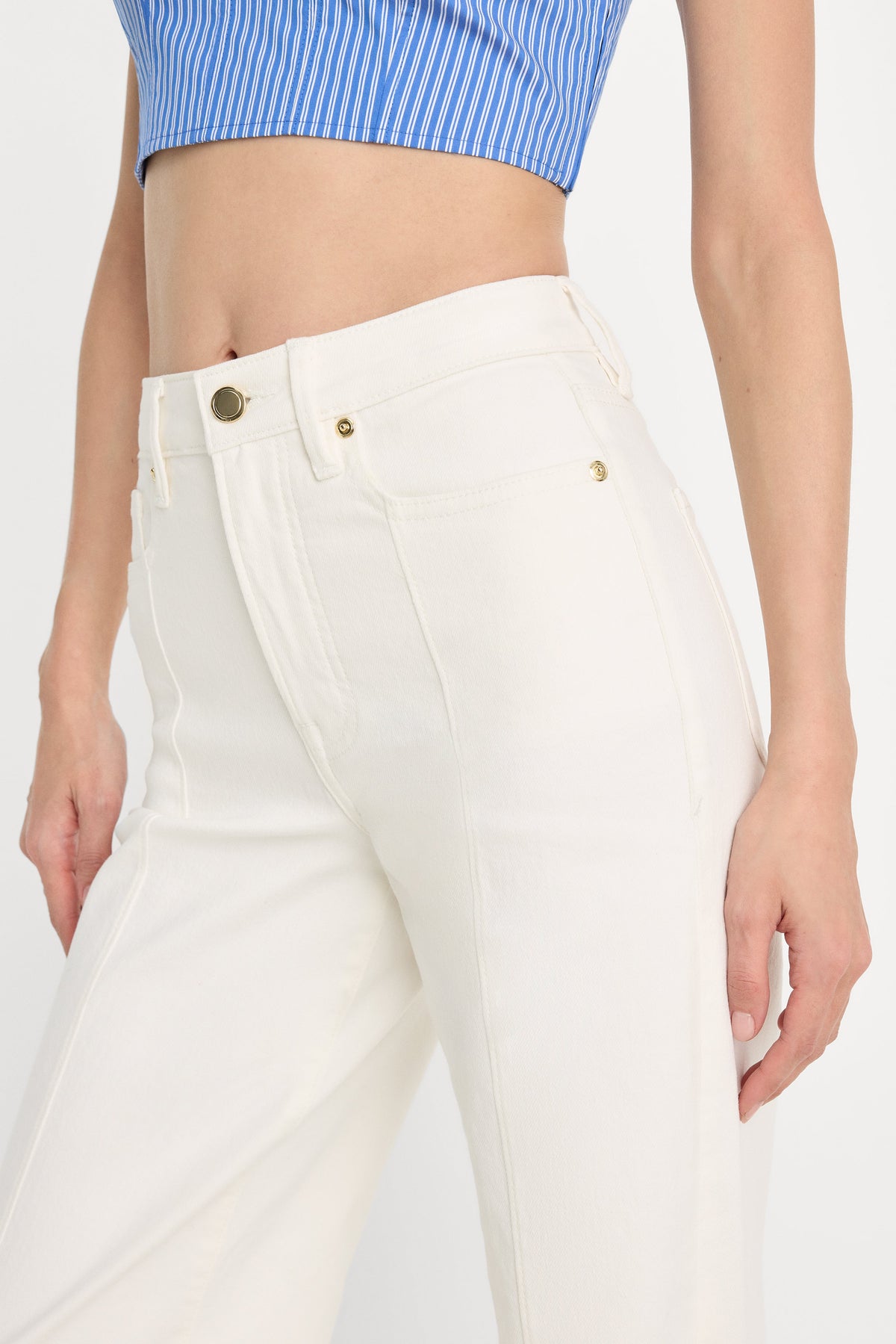 Luxury GOOD WAIST PALAZZO JEANS COTTON WHITE