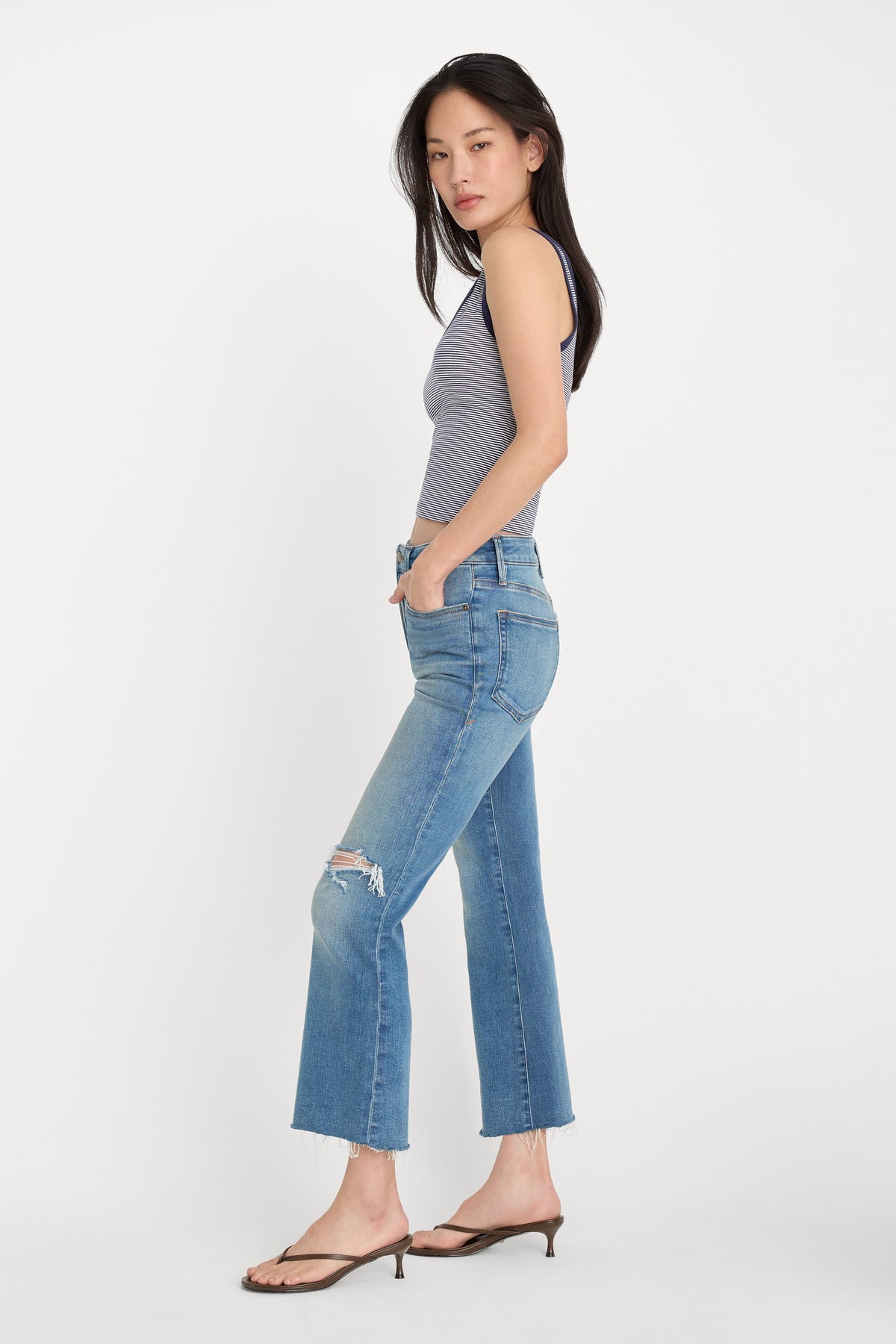 Luxury SOFT TECH GOOD LEGS CROP MINI BOOT JEANS INDIGO1210