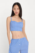 Luxury POPLIN BUSTIER CAMI TOP BLUE AND WHITE STRIPE