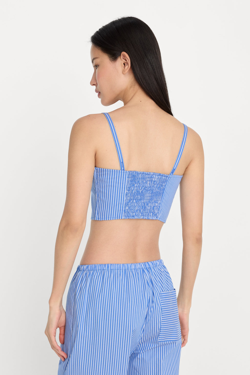 Luxury POPLIN BUSTIER CAMI TOP BLUE AND WHITE STRIPE