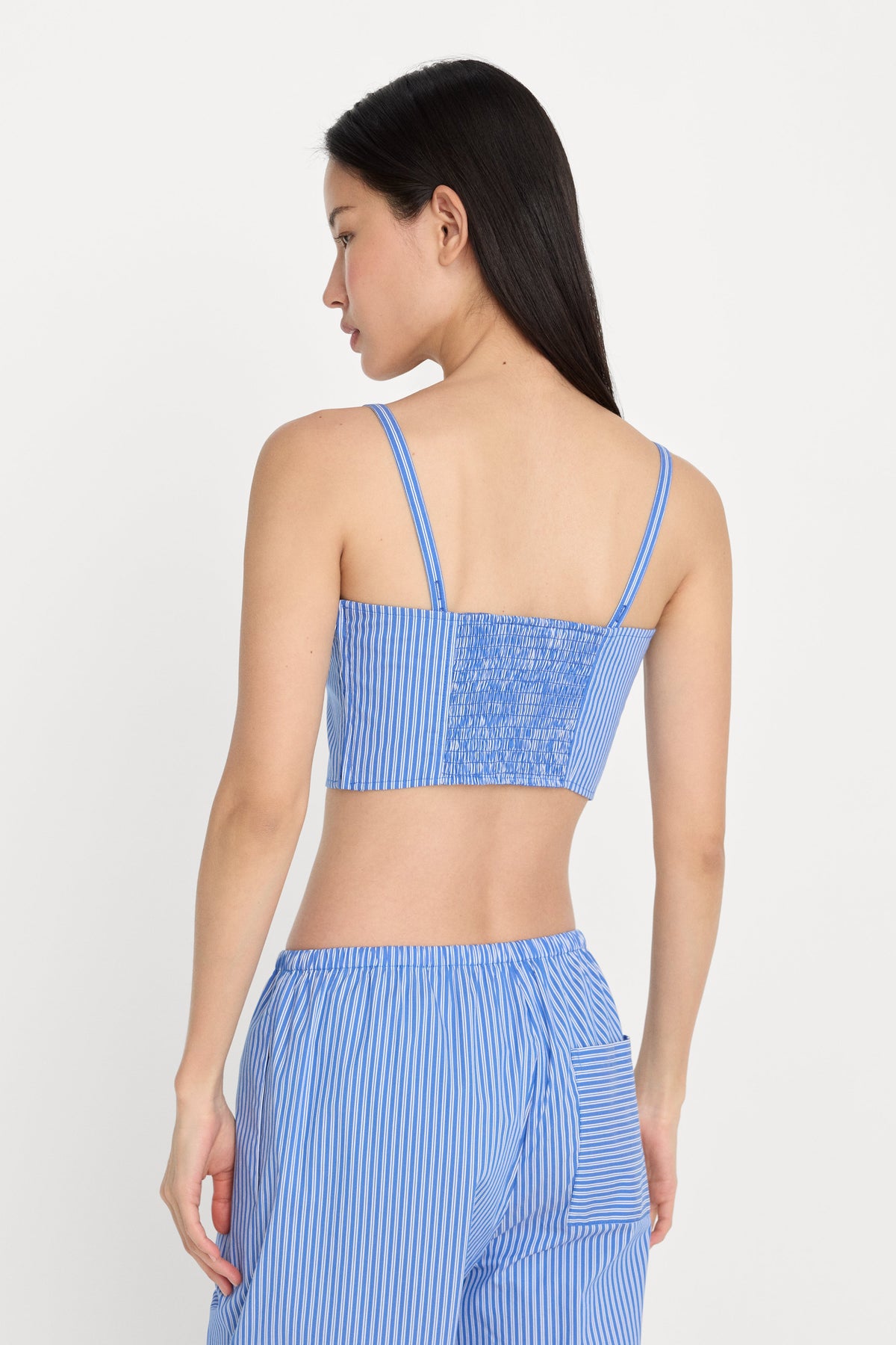 Luxury POPLIN BUSTIER CAMI TOP BLUE AND WHITE STRIPE