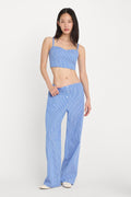 Luxury POPLIN PULL ON PANTS BLUE & WHITE STRIPE