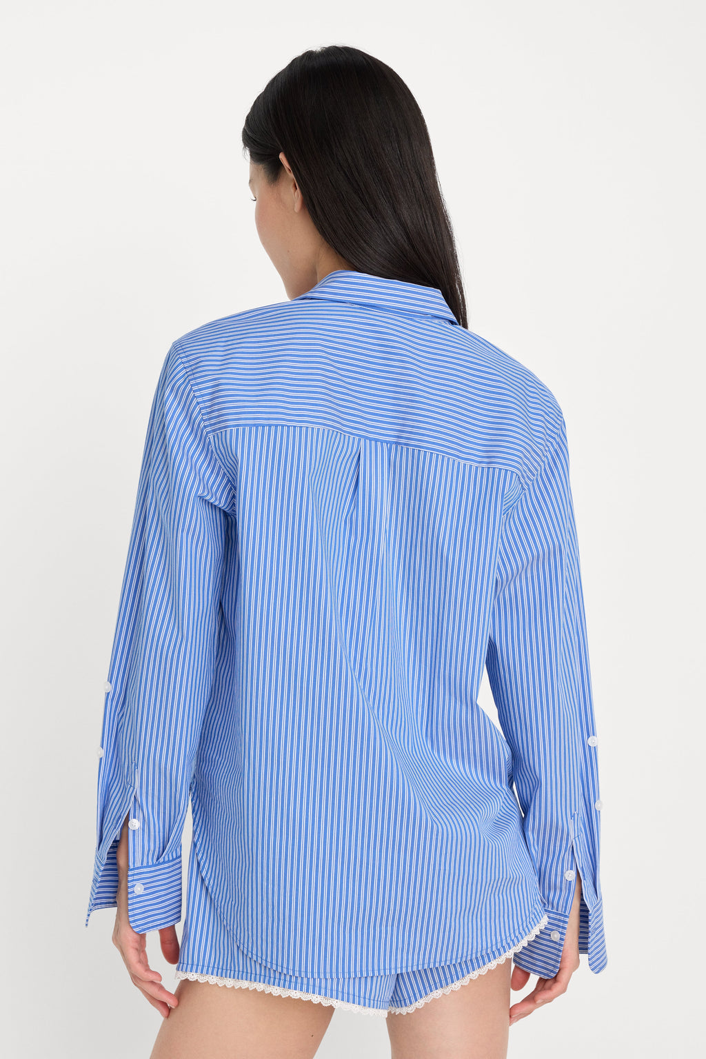 Luxury POPLIN CLASSIC BOXY SHIRT BLUE & WHITE STRIPE