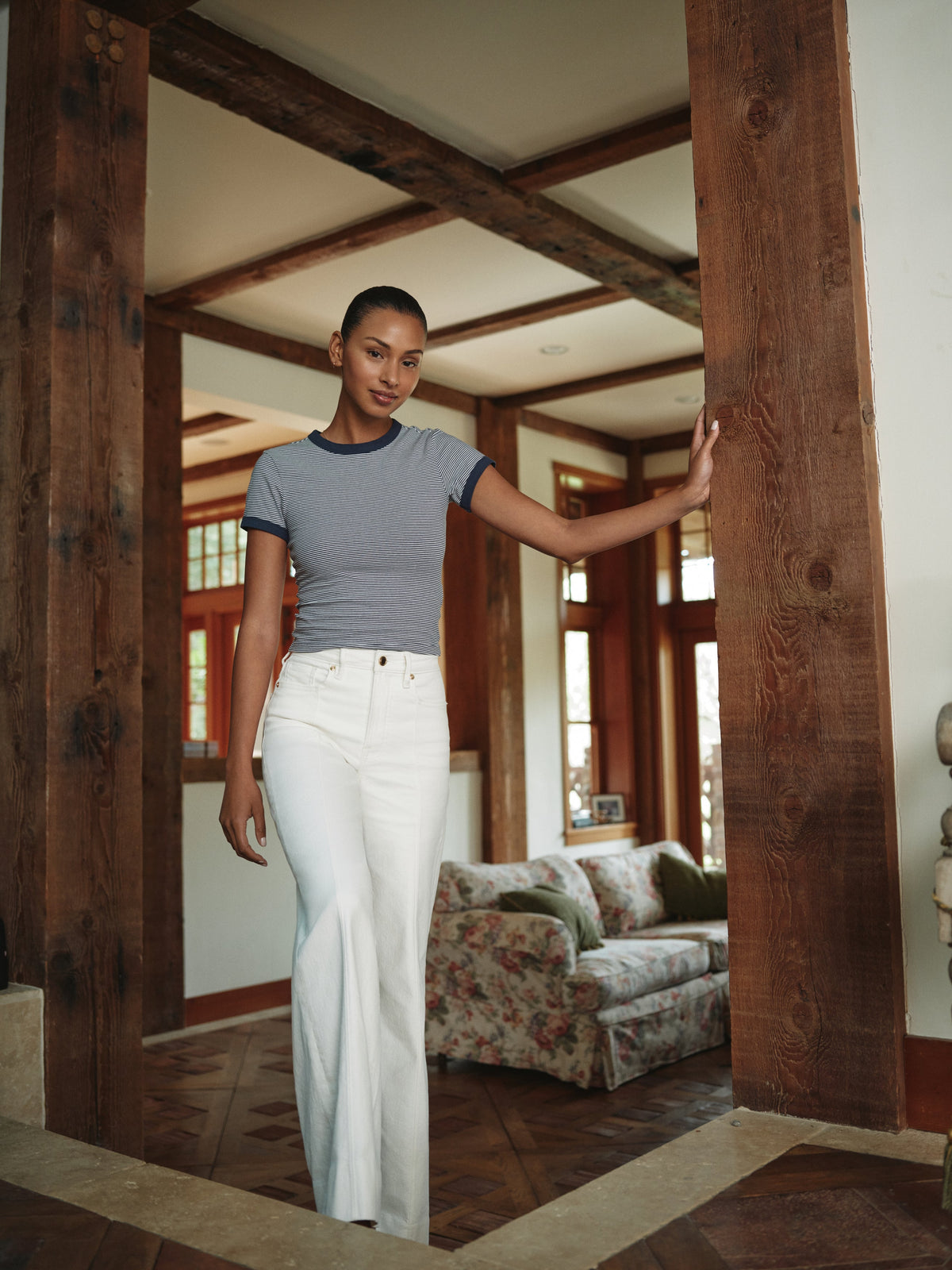 Luxury GOOD WAIST PALAZZO JEANS COTTON WHITE