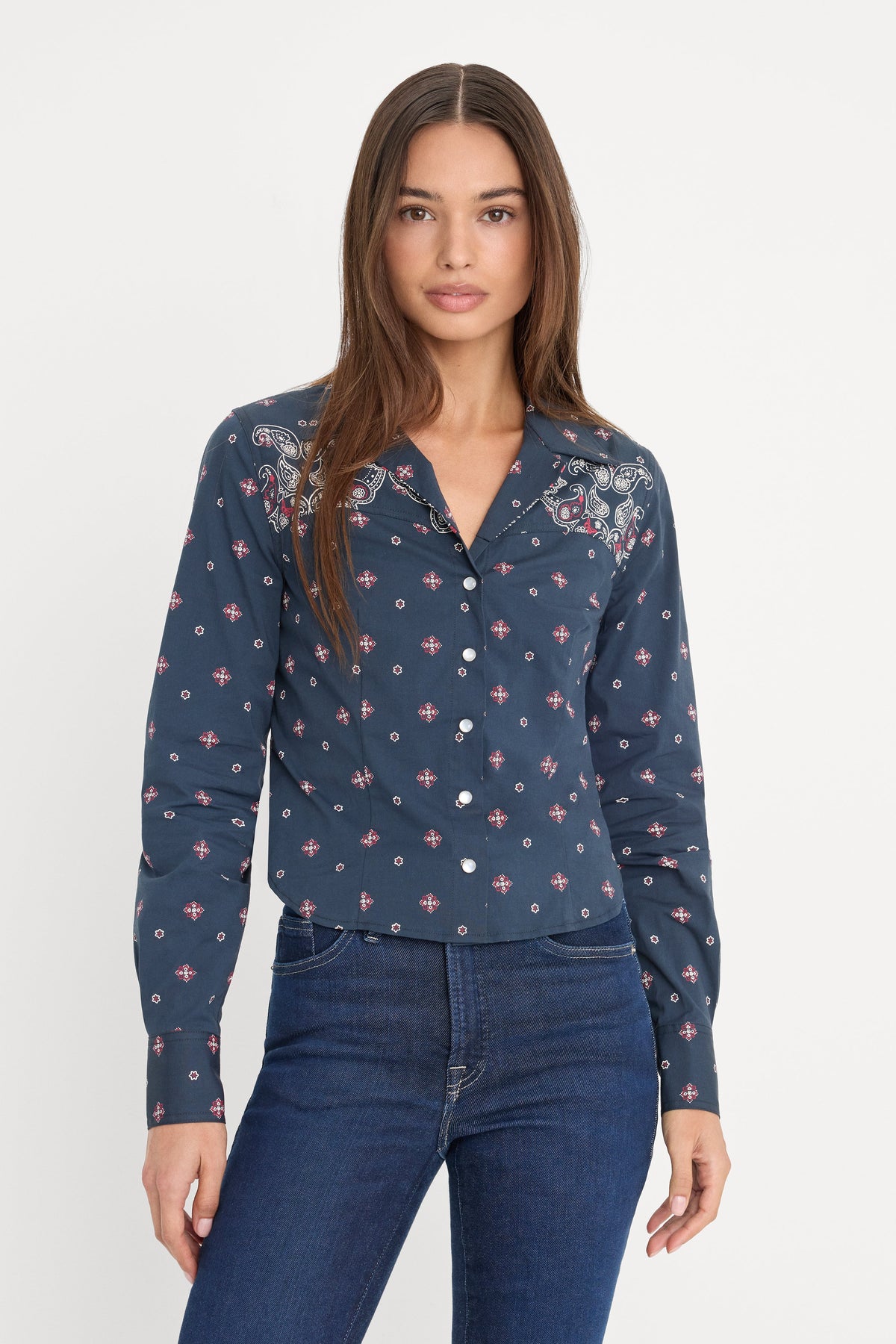 Luxury DOLLY TAILORED POPLIN SHIRT NEW NAVY BANDANA PRINT