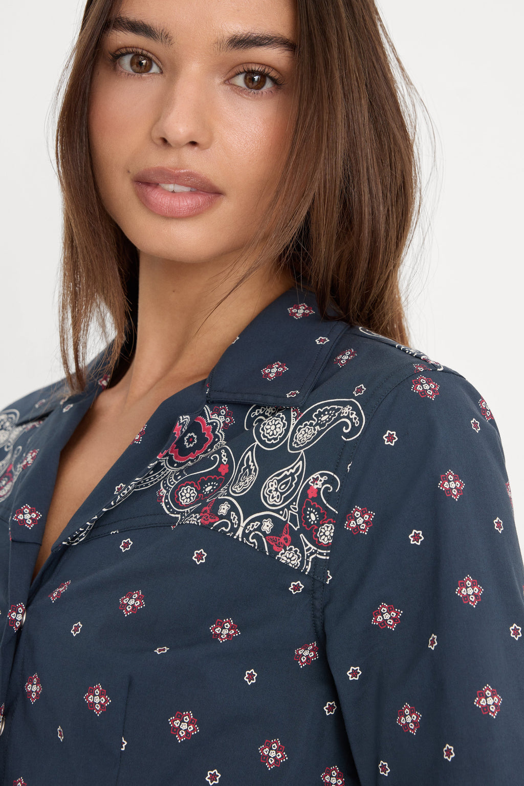 Luxury DOLLY TAILORED POPLIN SHIRT NEW NAVY BANDANA PRINT