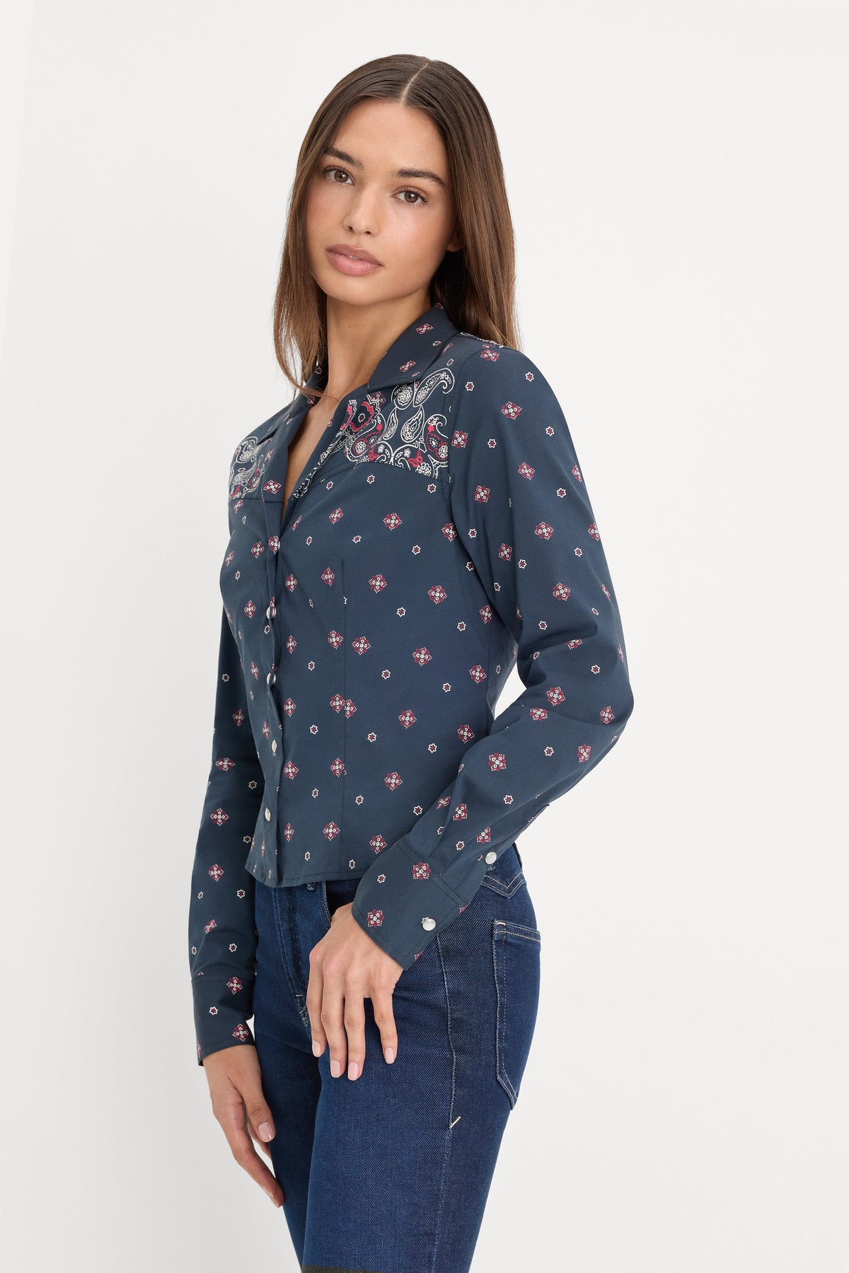 Luxury DOLLY TAILORED POPLIN SHIRT NEW NAVY BANDANA PRINT