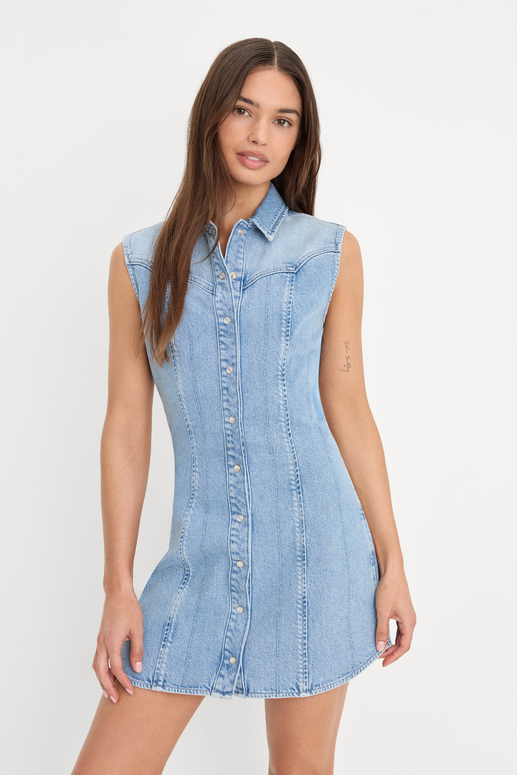 Luxury DOLLY SLEEVELESS DENIM MINI DRESS LIGHT BLUE