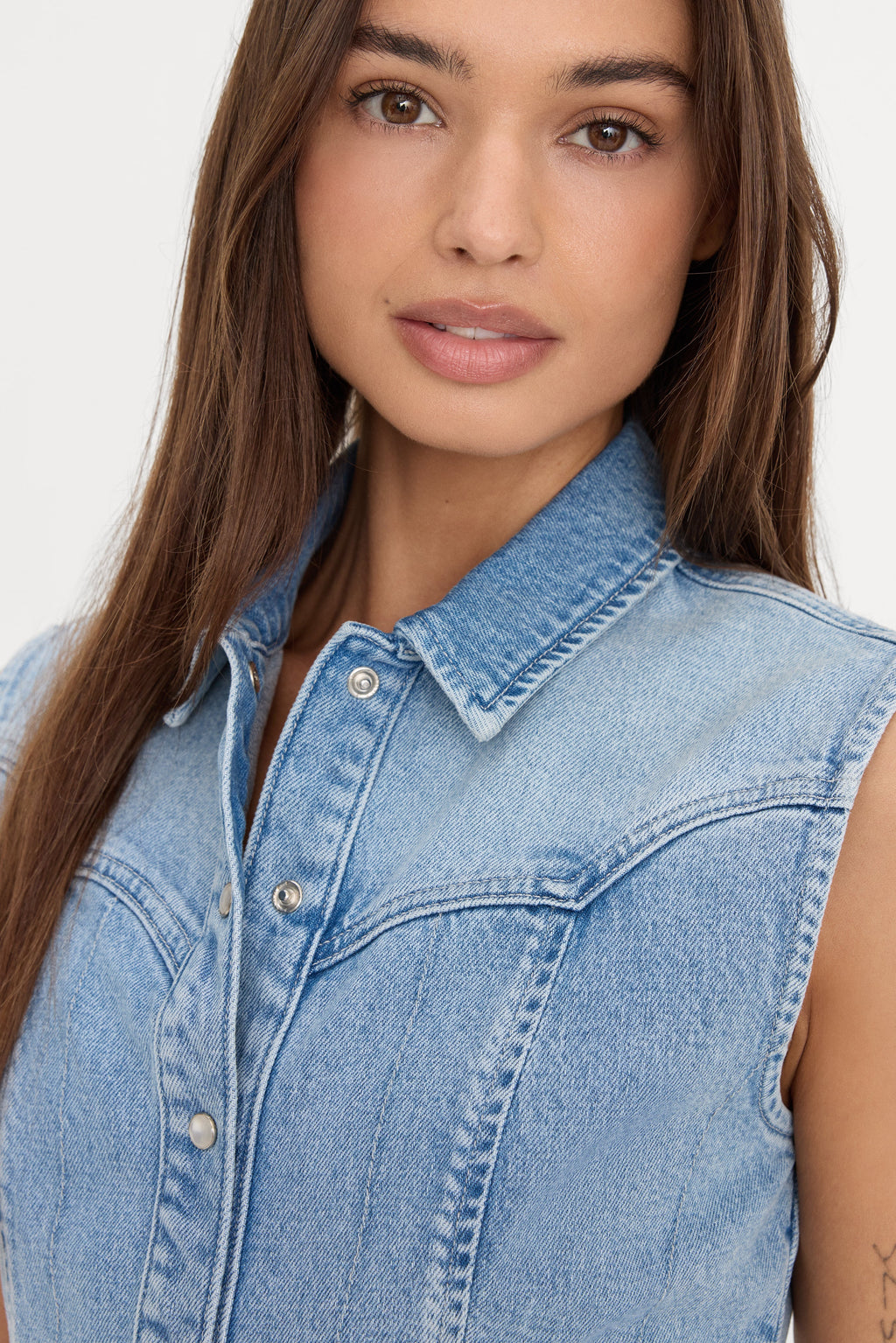 Luxury DOLLY SLEEVELESS DENIM MINI DRESS LIGHT BLUE