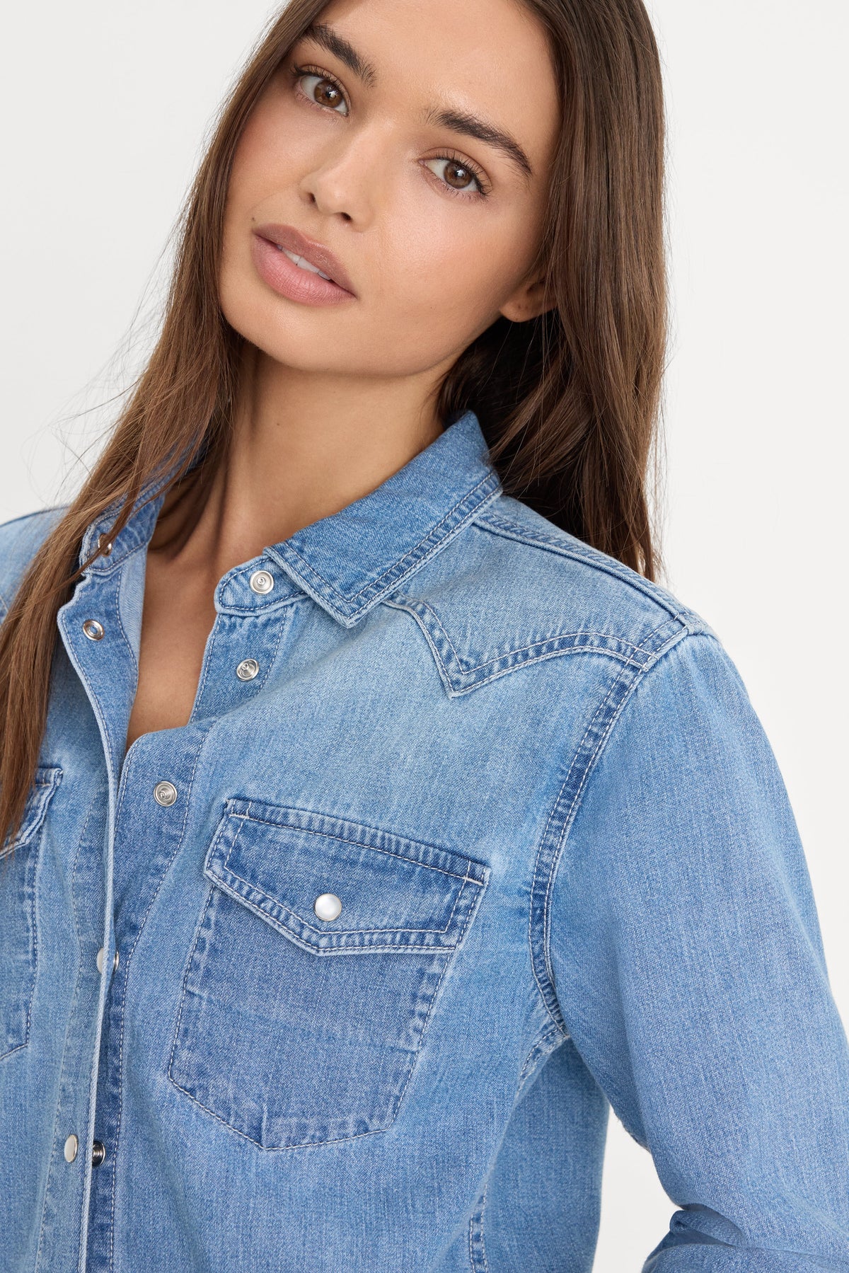 Luxury DOLLY SLIM FIT DENIM SHIRT LIGHT BLUE