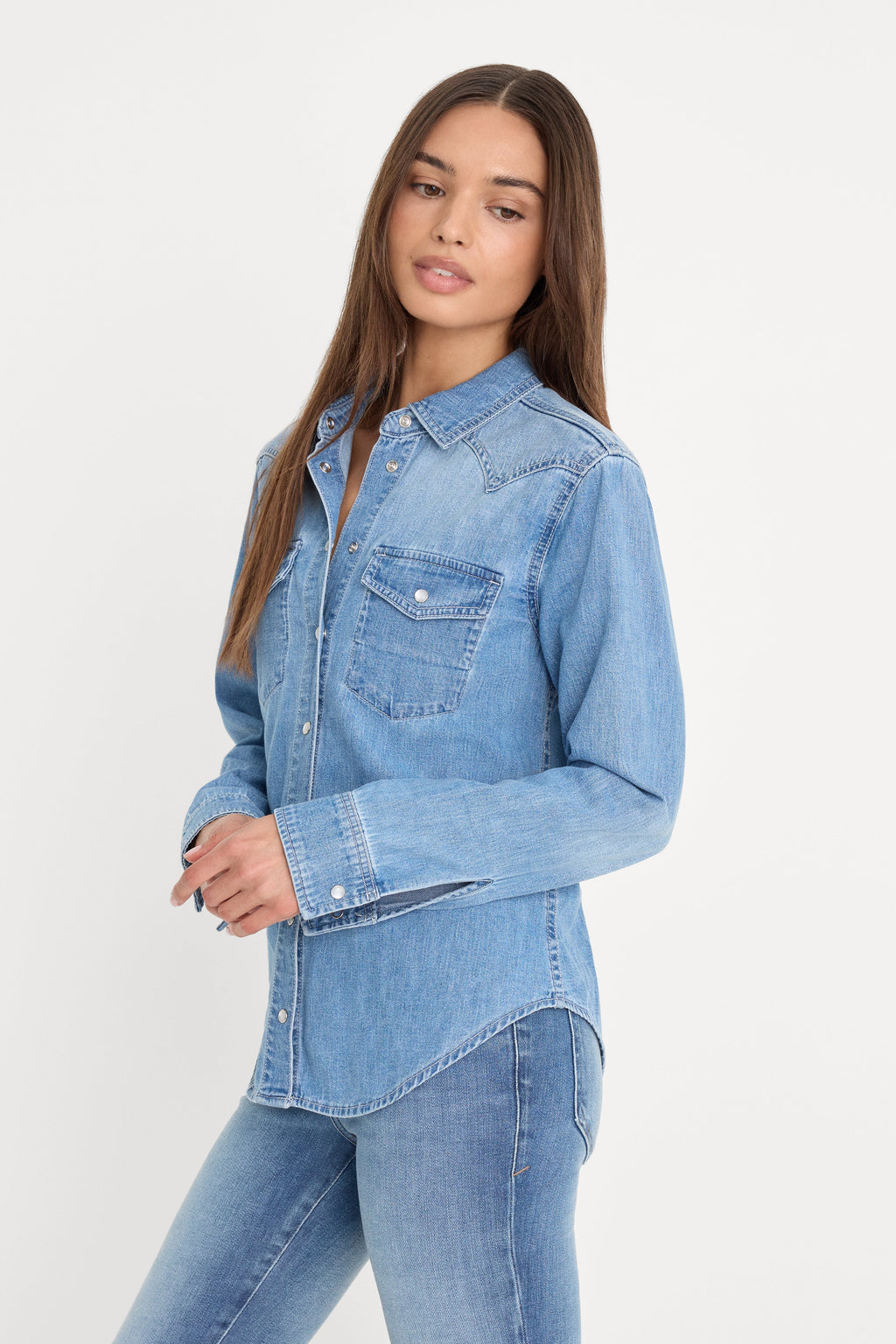 Luxury DOLLY SLIM FIT DENIM SHIRT LIGHT BLUE