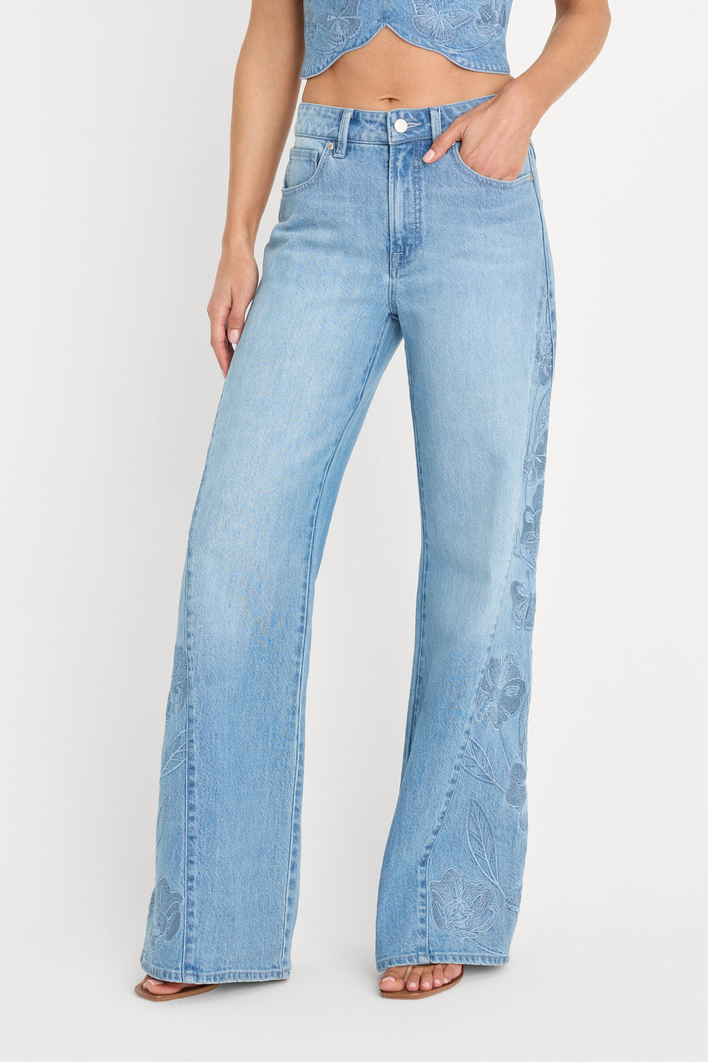Luxury DOLLY JOLEANS EMBROIDERED GOOD WAIST PALAZZO JEANS INDIGO1202