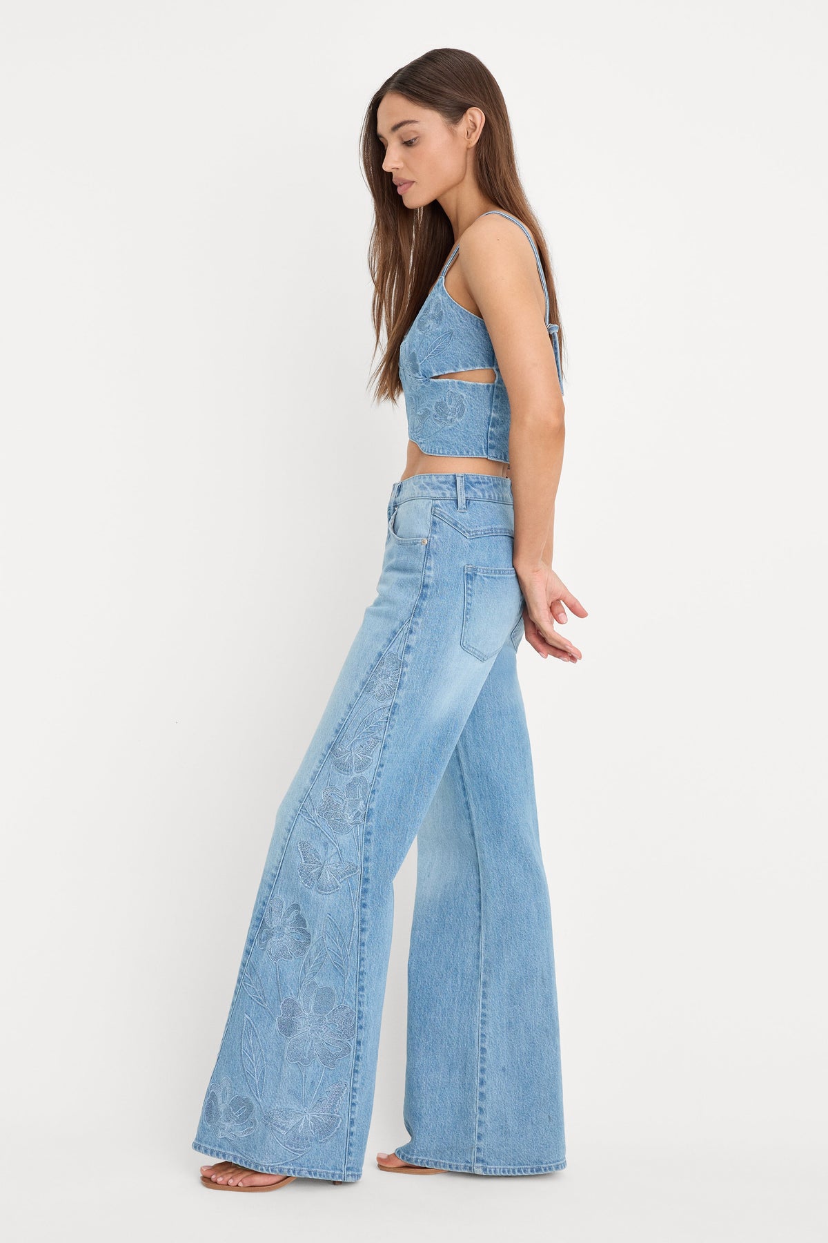 Luxury DOLLY JOLEANS EMBROIDERED GOOD WAIST PALAZZO JEANS INDIGO1202