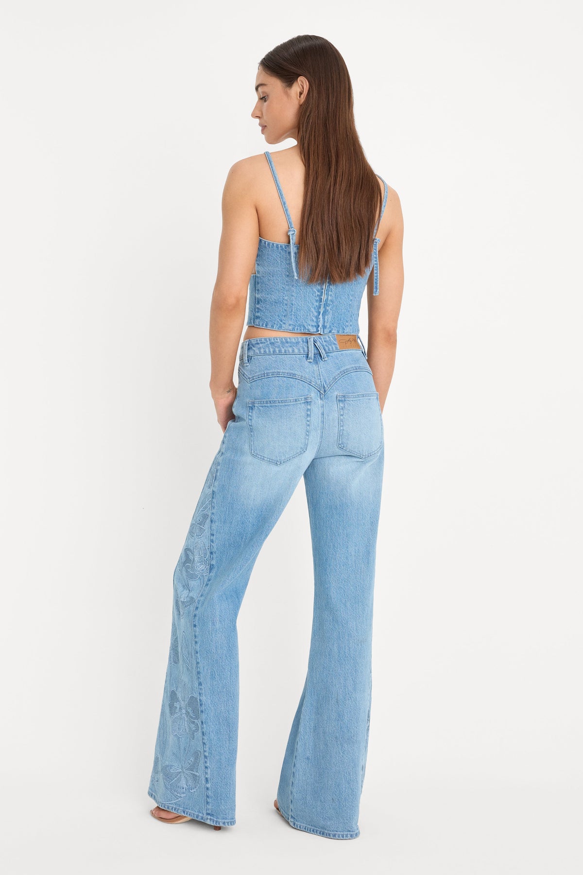 Luxury DOLLY JOLEANS EMBROIDERED GOOD WAIST PALAZZO JEANS INDIGO1202