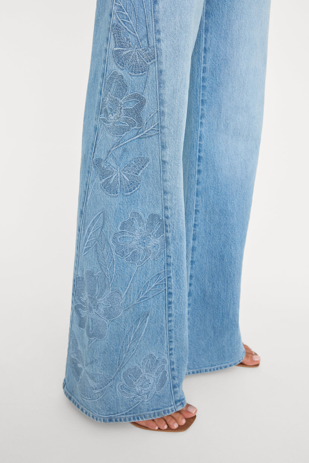 Luxury DOLLY JOLEANS EMBROIDERED GOOD WAIST PALAZZO JEANS INDIGO1202