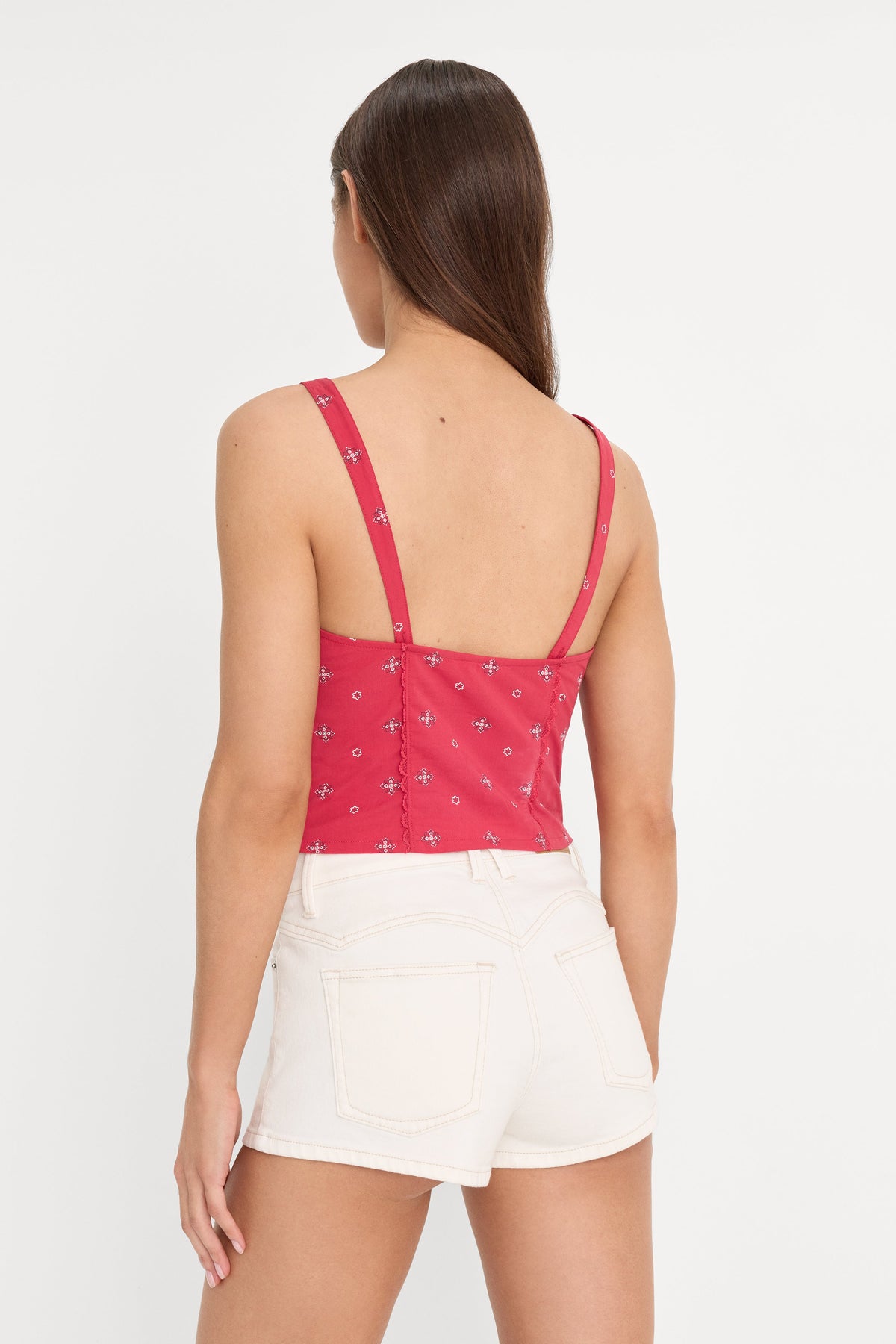 Luxury DOLLY LACE UP POPLIN TANK FLARE BANDANA PRINT